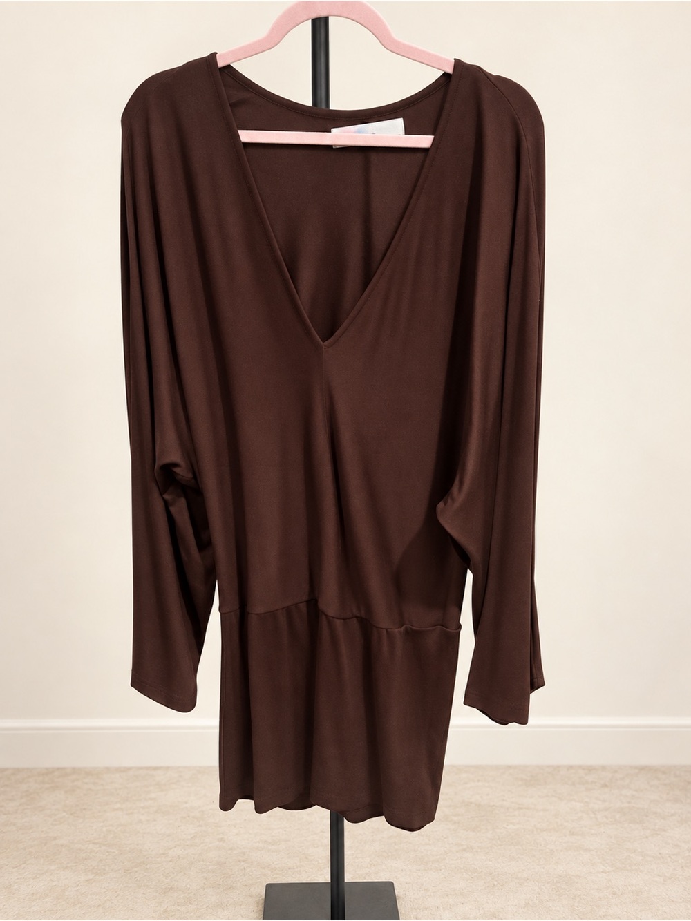 Free People Beach V-Neck Mini Dress Brown Size M